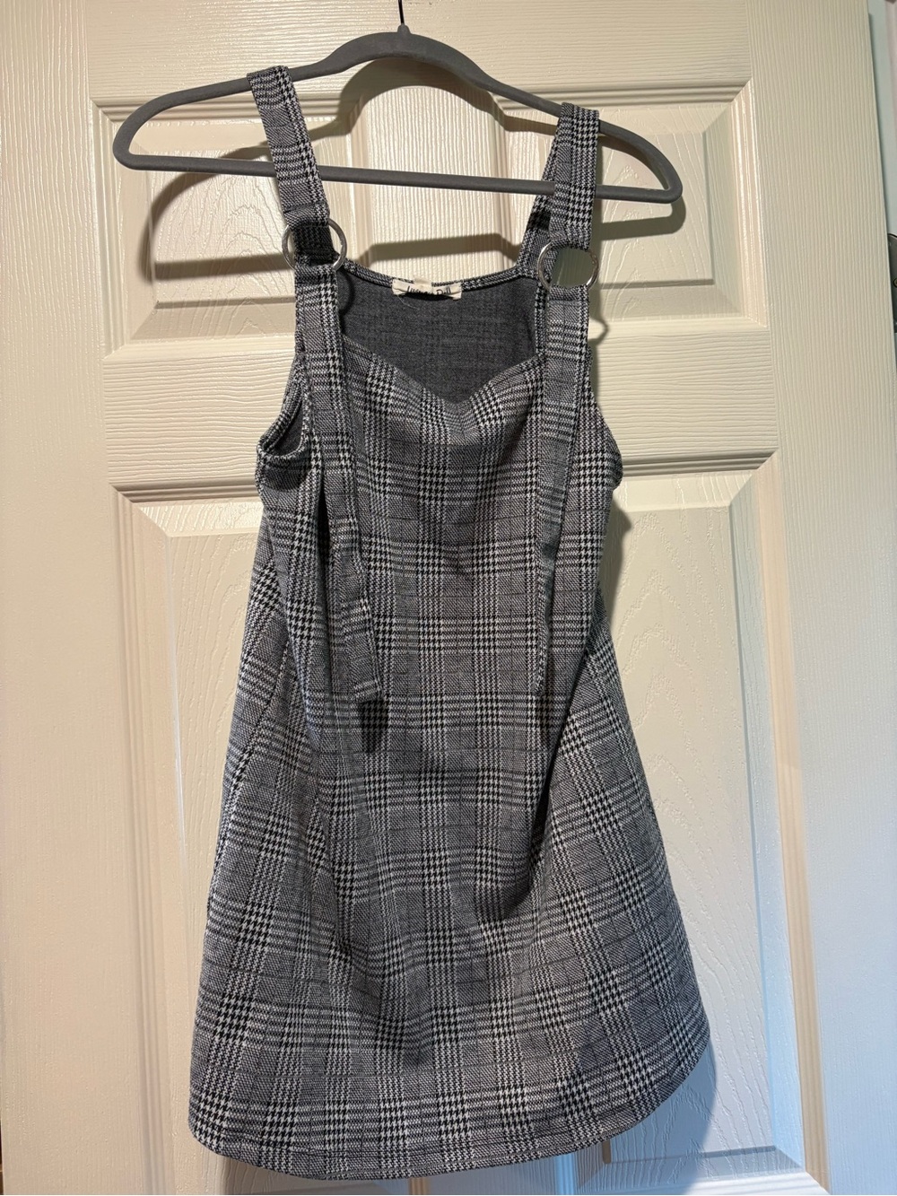 living doll Gray Plaid Pinafore Dress